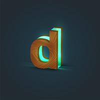 3D, realistisch, glas en houten karakter van een lettertype, vector