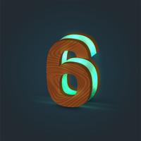 3D, realistisch, glas en houten karakter van een lettertype, vector