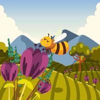 bescherm kleine bijen die honing maken waar we van houden vector