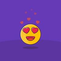 gelukkige emoji met harten als ogen, vector