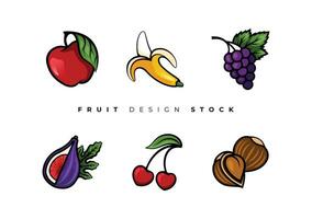 fruit ontwerp voorraad 01 - appel, banaan, kers, vijg, druif en hazelnoot fruit vector