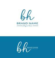 bh brief handschrift handtekening logo bh logo bh icoon ontwerp vector