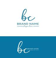 bc brief handschrift handtekening logo bc logo bc icoon ontwerp vector
