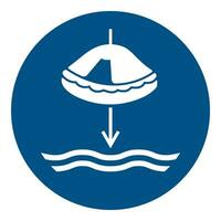 iso 7010 geregistreerd veiligheid tekens symbool pictogram waarschuwingen voorzichtigheid merk op verplicht lager reddingsboot naar de water in lancering volgorde vector
