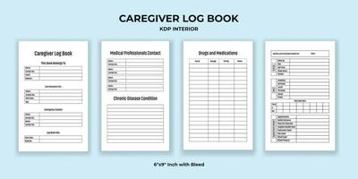 verzorger log boek kdp interieur vector