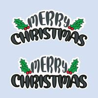 sticker ontwerp, Kerstmis sticker ontwerp met typografie sticker, Kerstmis tekst, Kerstmis bladeren vector