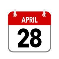 28 april, kalender datum icoon Aan wit achtergrond. vector