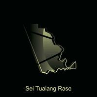kaart stad van sei tualang raso illustratie ontwerp met schets Aan zwart achtergrond, ontwerp sjabloon geschikt voor uw bedrijf vector