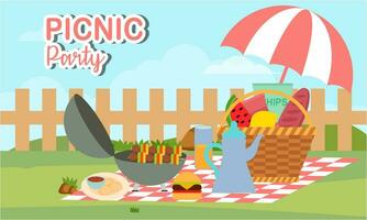 picknick partij viering tafereel illustratie vector