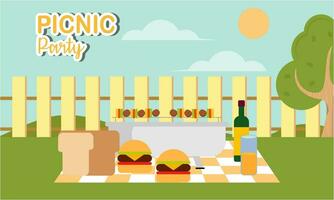 picknick partij viering tafereel illustratie vector