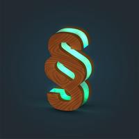 3D, realistisch, glas en houten karakter van een lettertype, vector