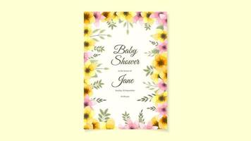 kleurrijke bloemen baby shower kaart lay-out mooie bloemen botanisch thema vector