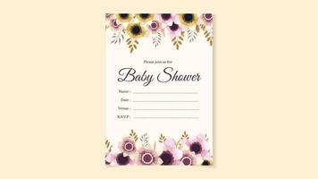baby shower feest uitnodigingskaart bloemen bloem achtergrond schattig bewerkbaar vector