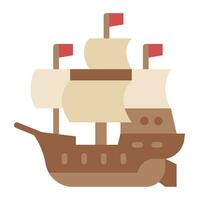 mayflower schip vlak pictogram, vector en illustratie