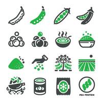 groen erwt icoon instellen, vector en illustratie