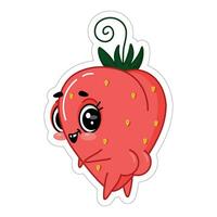 emoji rood verward speels aardbei met groot billen en een perfect figuur vector