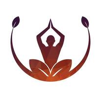 yoga logo ontwerp voorraad. menselijke meditatie in lotusbloem vectorillustratie vector