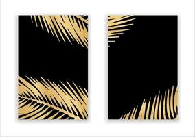 een frame met gouden kokosbladdecoratie vector