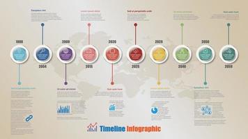 zakelijke routekaart platte tijdlijn infographic 10 stappen cirkel ontworpen vector