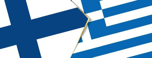 Finland en Griekenland vlaggen, twee vector vlaggen.