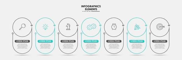 infographic ontwerpsjabloon met pictogrammen en 7 opties of stappen vector