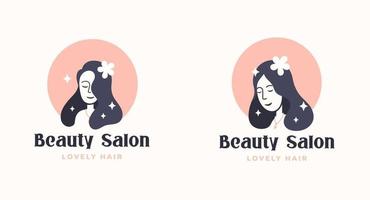 vrouw kapsalon logo ontwerp vector