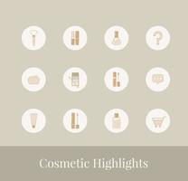 set van social media cosmetica hoogtepunt vector