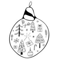vakantie hand- getrokken tekening Kerstmis tekens en decoraties in cirkel hanger. Kerstmis speelgoed. nieuw jaar vector