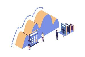 bedrijf Promotie, uittrekken Aan de carrière ladder, gegevens analyse en investering infographics Overzicht vector