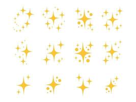 geel sparkles set, sprankelend sterren, glimmend knippert van vuurwerk. verzameling origineel sterren vector