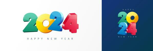 2024 gelukkig nieuw jaar typografisch logo ontwerp concept. Kerstmis groeten met 3d nummer. creatief set. vector
