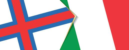Faeröer eilanden en Italië vlaggen, twee vector vlaggen.