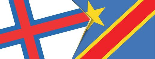 Faeröer eilanden en dr Congo vlaggen, twee vector vlaggen.