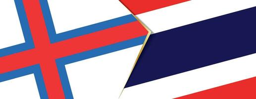 Faeröer eilanden en Thailand vlaggen, twee vector vlaggen.