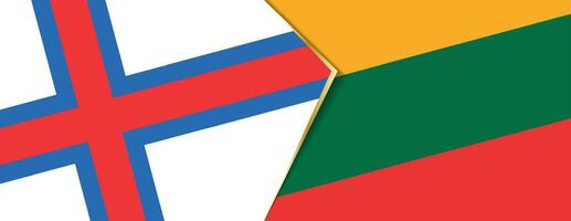 Faeröer eilanden en Litouwen vlaggen, twee vector vlaggen.