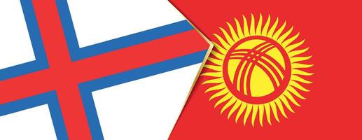 Faeröer eilanden en Kirgizië vlaggen, twee vector vlaggen.
