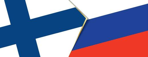 Finland en Rusland vlaggen, twee vector vlaggen.