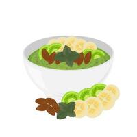logo illustratie van een kiwi groen smoothie met vers fruit in een kom vector
