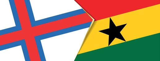 Faeröer eilanden en Ghana vlaggen, twee vector vlaggen.