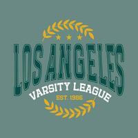 los angeles varsity liga - wijnoogst college stijl typografie leuze afdrukken voor tee - t overhemd ontwerp. wijnoogst tekst met bloemen takken. vlak vector illustratie