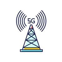 5g mobiele toren rgb kleurenpictogram vector