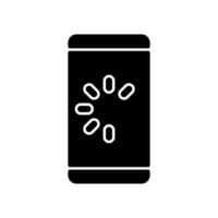 langzame telefoon zwarte glyph-pictogram vector