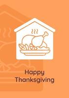 Thanksgiving-diner voor familiewenskaart met glyph-pictogramelement vector