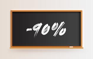 Hoog gedetailleerd bord met &#39;-90%&#39; titel, vectorillustratie vector