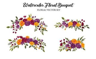 aquarel bloemstuk gescheiden vector set