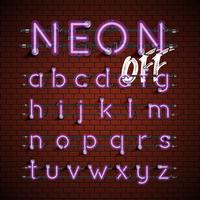 Hoog gedetailleerde neon lettertype ingesteld, vector illustratie