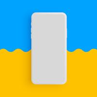 Realistische matte grijze telefoon met kleurrijke achtergrond, vectorillustratie vector