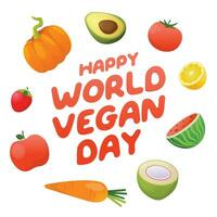 wereld veganistisch dag ontwerp sjabloon mooi zo voor viering gebruik. vegetarisch vector illustratie. vlak ontwerp. groente ontwerp. vector eps 10.