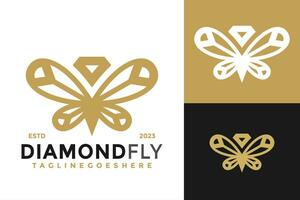 diamant vlinder elegant bedrijf logo ontwerp vector symbool icoon illustratie