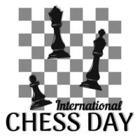 Internationale schaak dag groet met schaak figuur vector